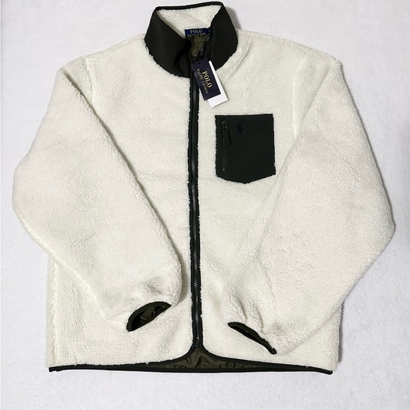 Polo Ralph Lauren Other - Polo Ralph Lauren Men Full Zip Pony Sherpa Fleece Coat Jacket Size Large White